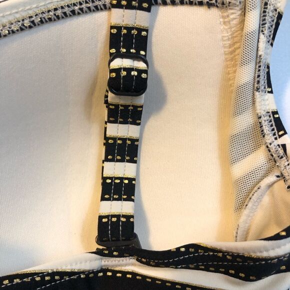 Niptuck Swimsuit Striped One Piece Ruching For Slimming Size 8 - Picture 8 of 13